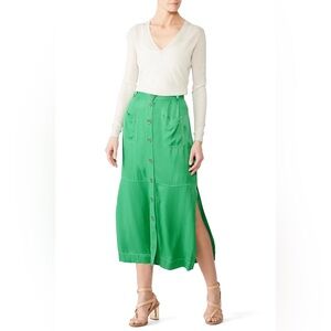 See by Chloe Green Button Front Side Slit Utility Midi Skirt Women's Size FR 40
